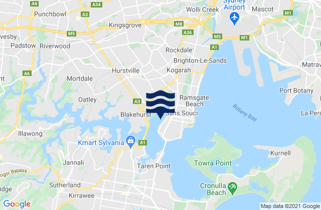 Mapa de mareas Kogarah Bay, Australia