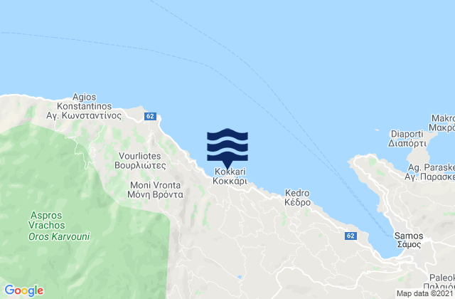 Mapa de mareas Kokkári, Greece