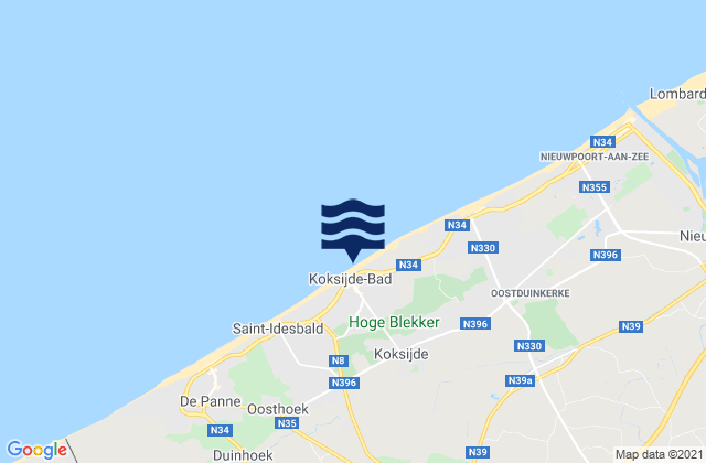 Mapa de mareas Koksijde, Belgium