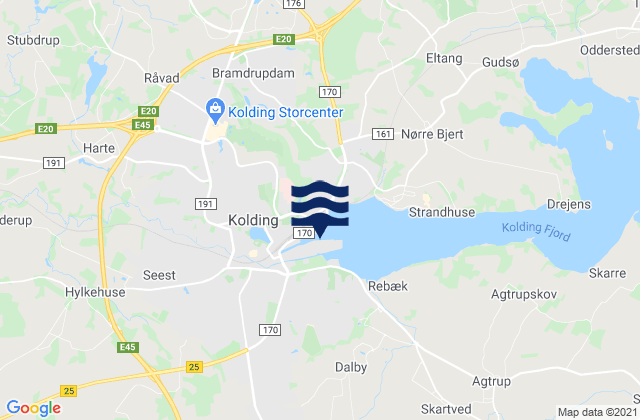 Mapa de mareas Kolding, Denmark