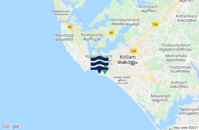 Mapa de mareas Kollam, India