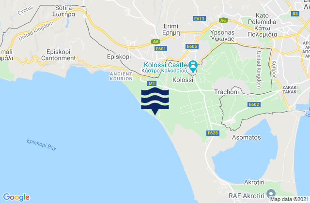 Mapa de mareas Kolóssi, Cyprus