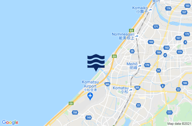 Mapa de mareas Komatsu Shi, Japan