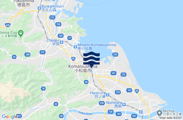 Mapa de mareas Komatsushima Shi, Japan
