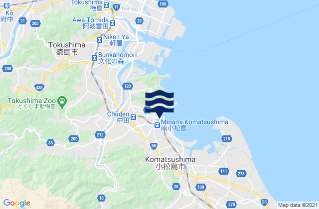 Mapa de mareas Komatsushimachō, Japan