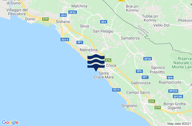 Mapa de mareas Komen, Slovenia