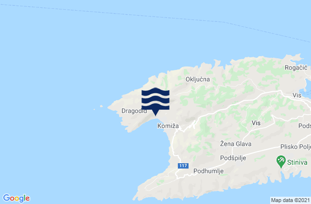 Mapa de mareas Komiza Vis Island, Croatia