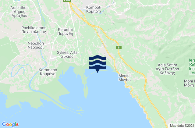 Mapa de mareas Kompóti, Greece