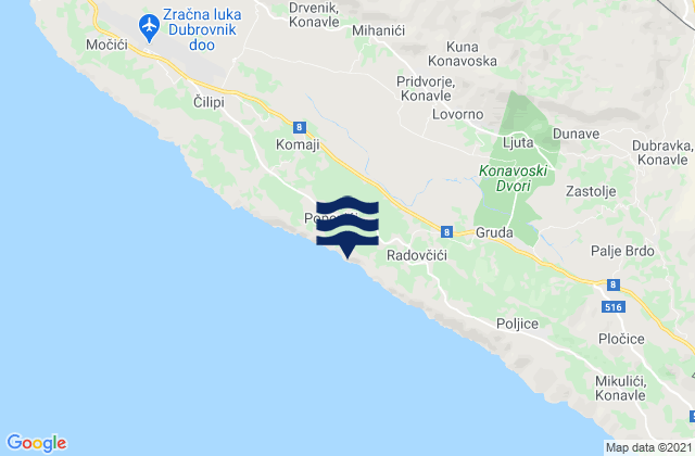 Mapa de mareas Konavle, Croatia