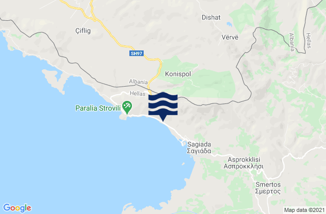 Mapa de mareas Konispol, Albania