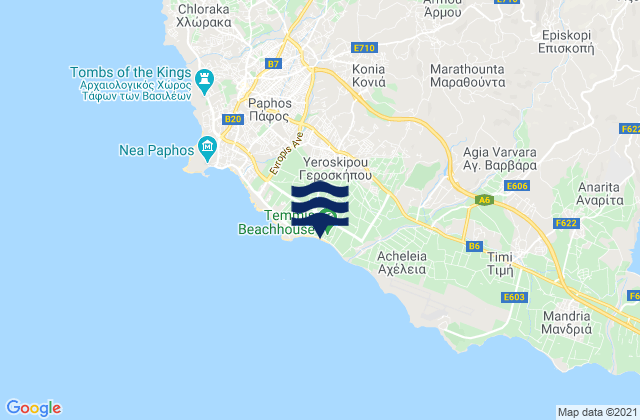 Mapa de mareas Koniá, Cyprus