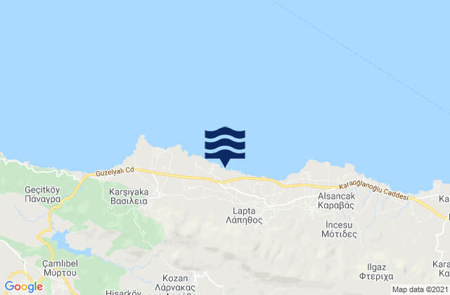 Mapa de mareas Konteménos, Cyprus