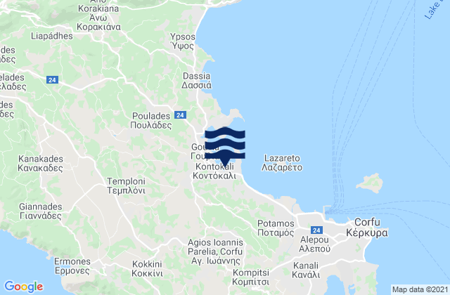 Mapa de mareas Kontokáli, Greece