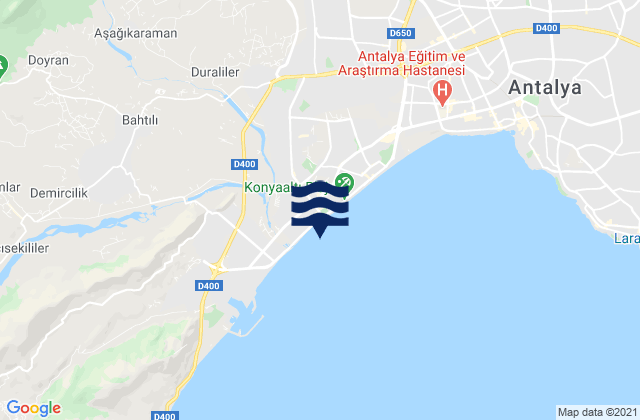 Mapa de mareas Konyaaltı, Turkey