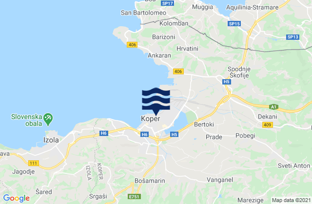 Mapa de mareas Koper, Italy