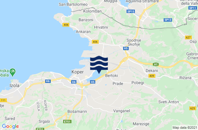 Mapa de mareas Koper, Slovenia