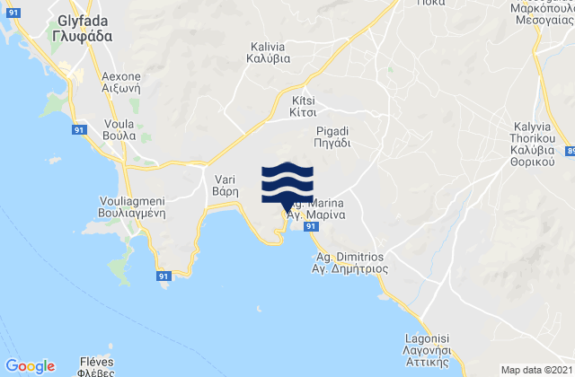 Mapa de mareas Koropí, Greece