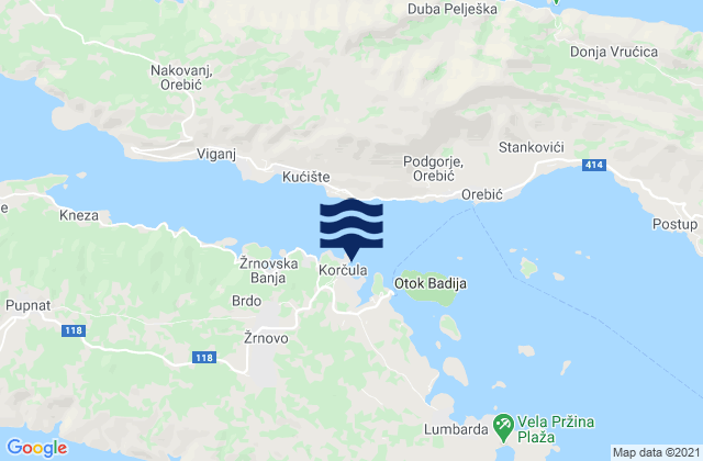 Mapa de mareas Korčula, Croatia