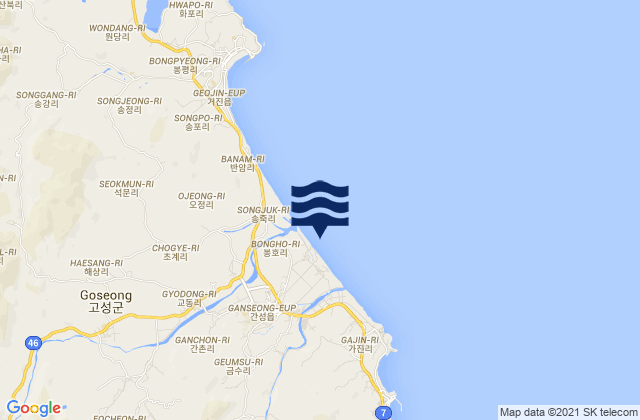 Mapa de mareas Kosong, South Korea