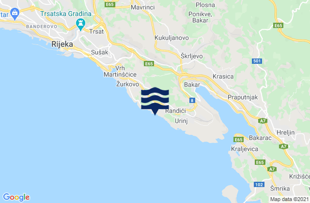 Mapa de mareas Kostrena, Croatia
