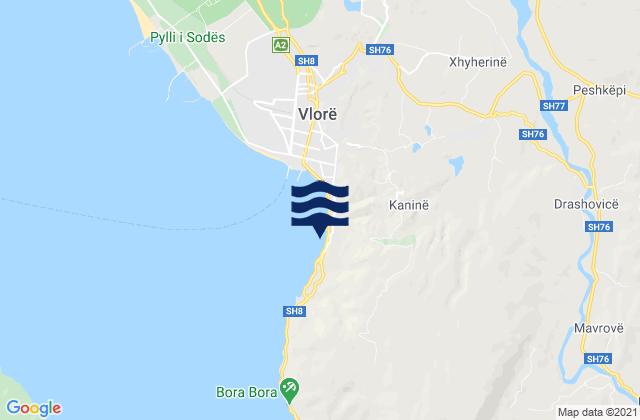 Mapa de mareas Kotë, Albania