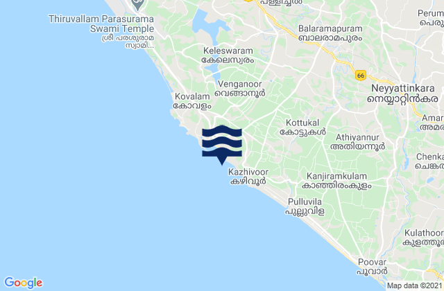Mapa de mareas Kovalam, India