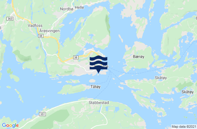 Mapa de mareas Kragerø, Norway