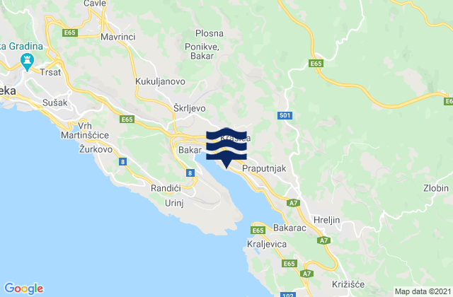 Mapa de mareas Krasica, Croatia