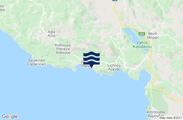 Mapa de mareas Krioneri (Parga), Greece