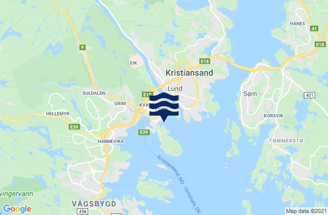 Mapa de mareas Kristiansand, Norway