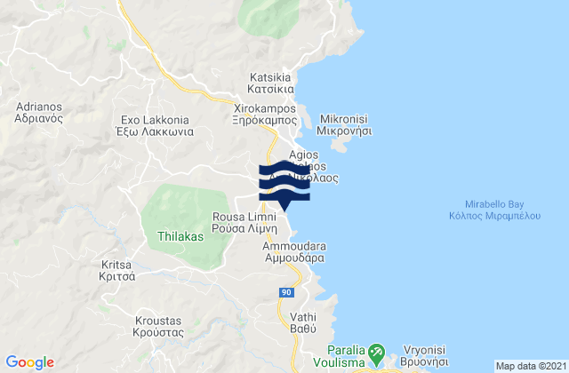 Mapa de mareas Kritsá, Greece