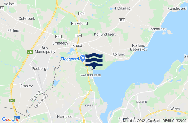 Mapa de mareas Kruså, Denmark