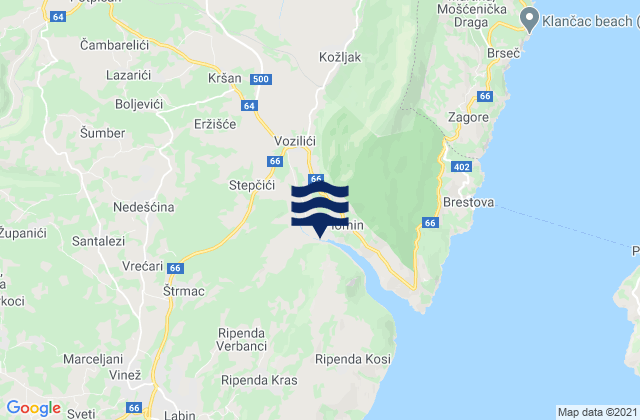 Mapa de mareas Kršan, Croatia
