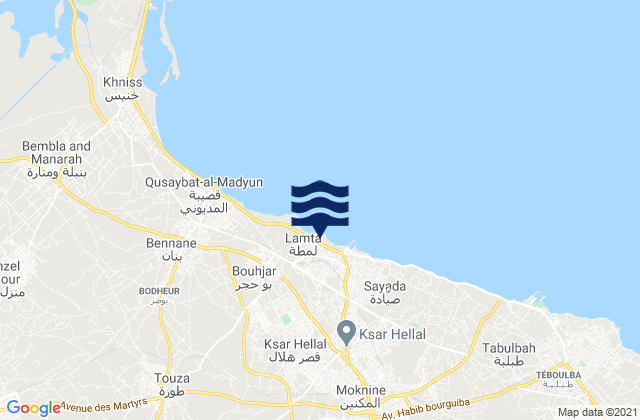 Mapa de mareas Ksar Helal, Tunisia