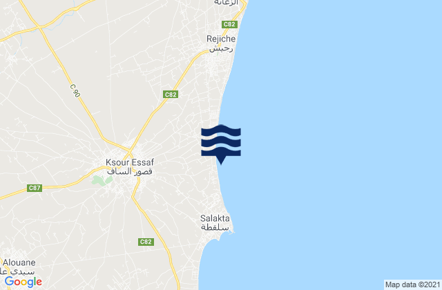 Mapa de mareas Ksour Essaf, Tunisia