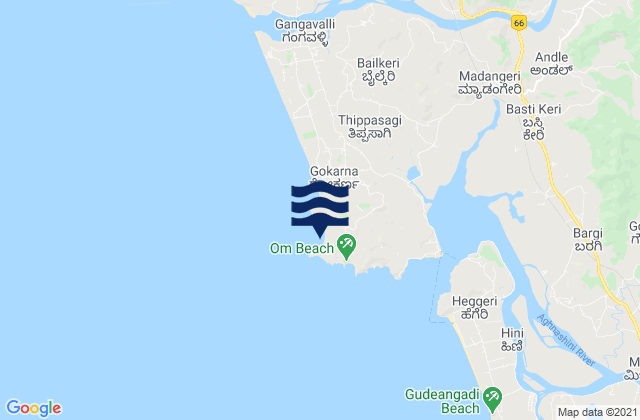 Mapa de mareas Kudle -Beach (Gokarna), India