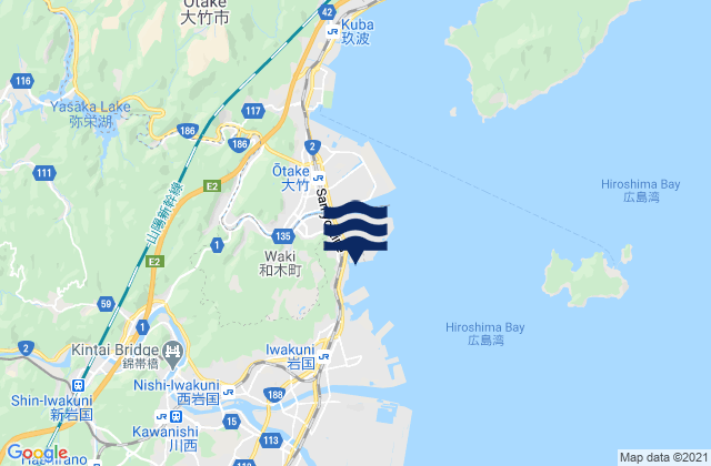 Mapa de mareas Kuga Gun, Japan