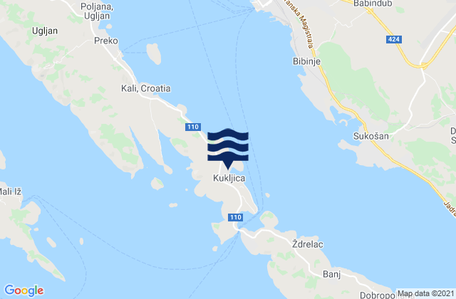 Mapa de mareas Kukljica, Croatia