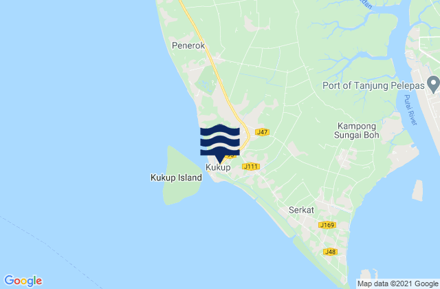 Mapa de mareas Kukup, Malaysia