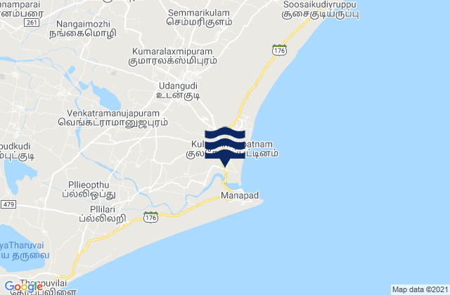 Mapa de mareas Kulasekarapatnam, India