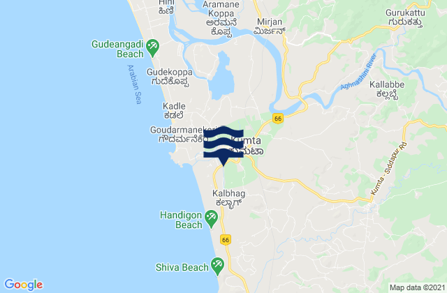 Mapa de mareas Kumta, India