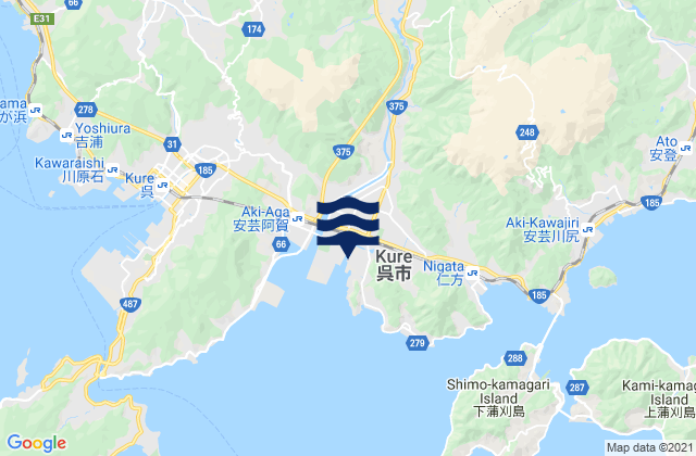 Mapa de mareas Kure-shi, Japan