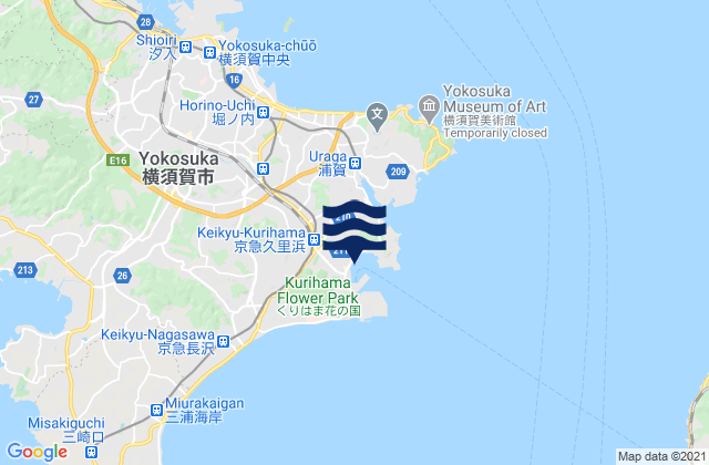 Mapa de mareas Kurihama, Japan