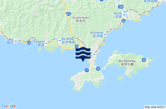 Mapa de mareas Kushimoto Fukuro Ko, Japan