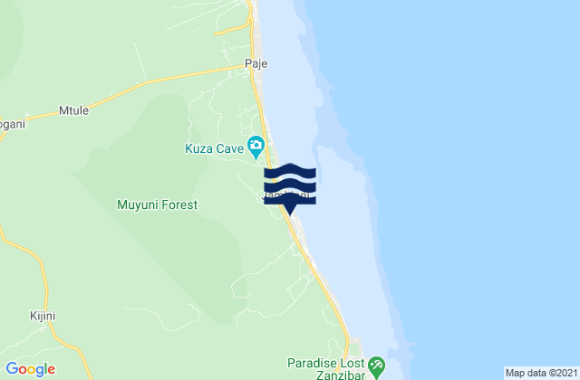 Mapa de mareas Kusini, Tanzania