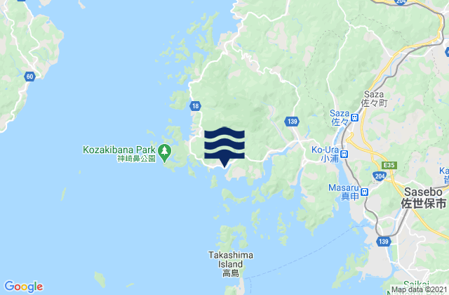 Mapa de mareas Kusudomari, Japan