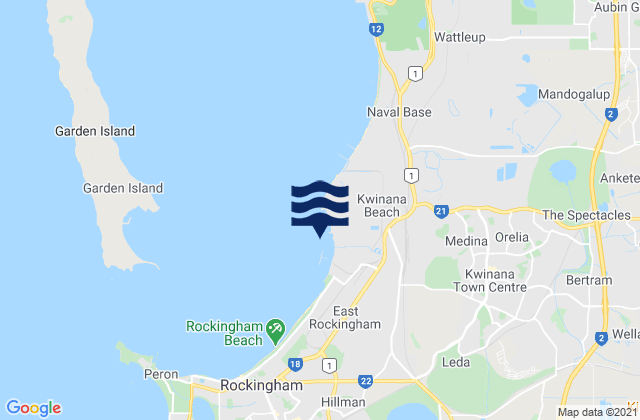 Mapa de mareas Kwinana, Australia