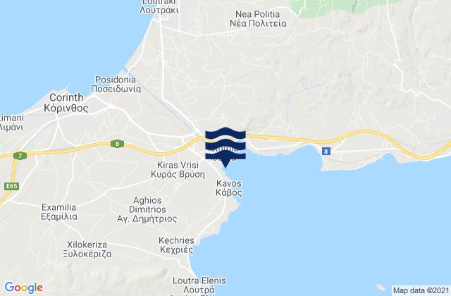 Mapa de mareas Kyrás Vrýsi, Greece