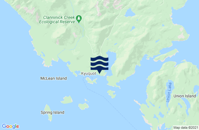 Mapa de mareas Kyuquot, Canada