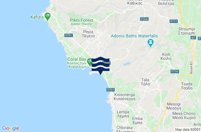 Mapa de mareas Káthikas, Cyprus